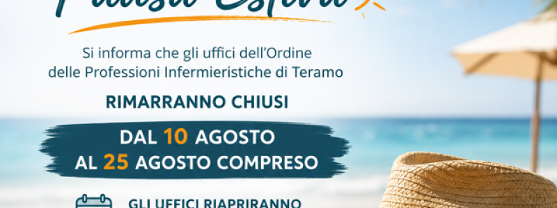 Chiusura estiva degli uffici Opi Teramo